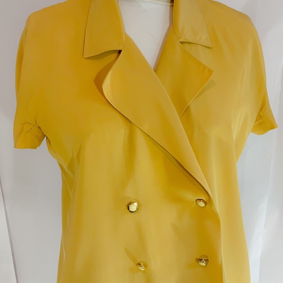 yellow vintage double breasted button up blouse - Picture 7 of 7